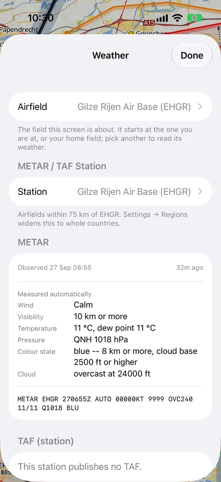 Weather at the airfield